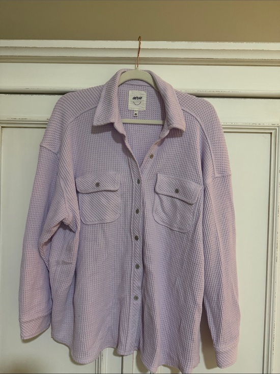 aerie Tops - Aerie Lavender Waffle Knit Button-Up Shirt Jacket for women
